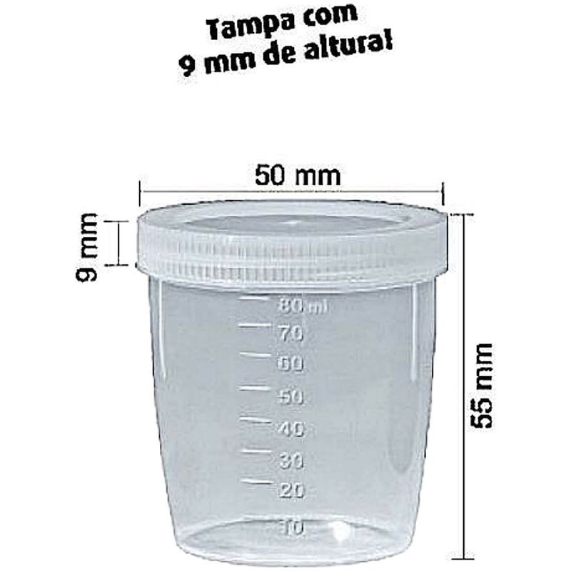Coletor Universal Com Tampa e Pá 80ml não estéril - unidade