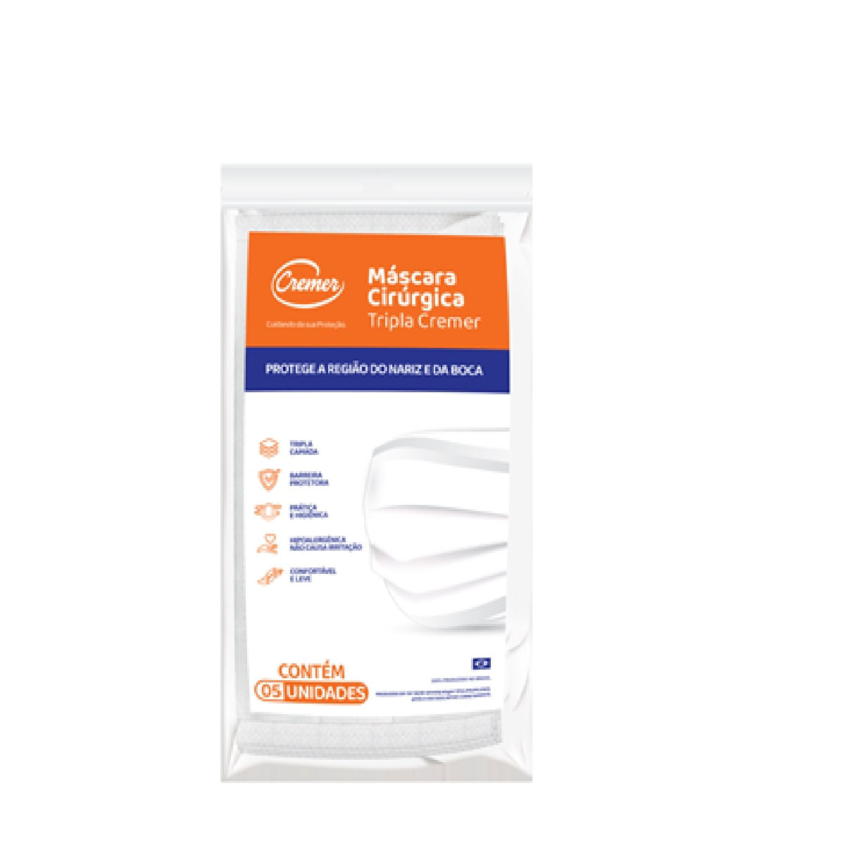 Máscara Descartável Cremer Tripla Com Elástico Com 5 Unidades Menor preço em Máscara Descartável Cremer Tripla Com Elástico Com 5 Unidades