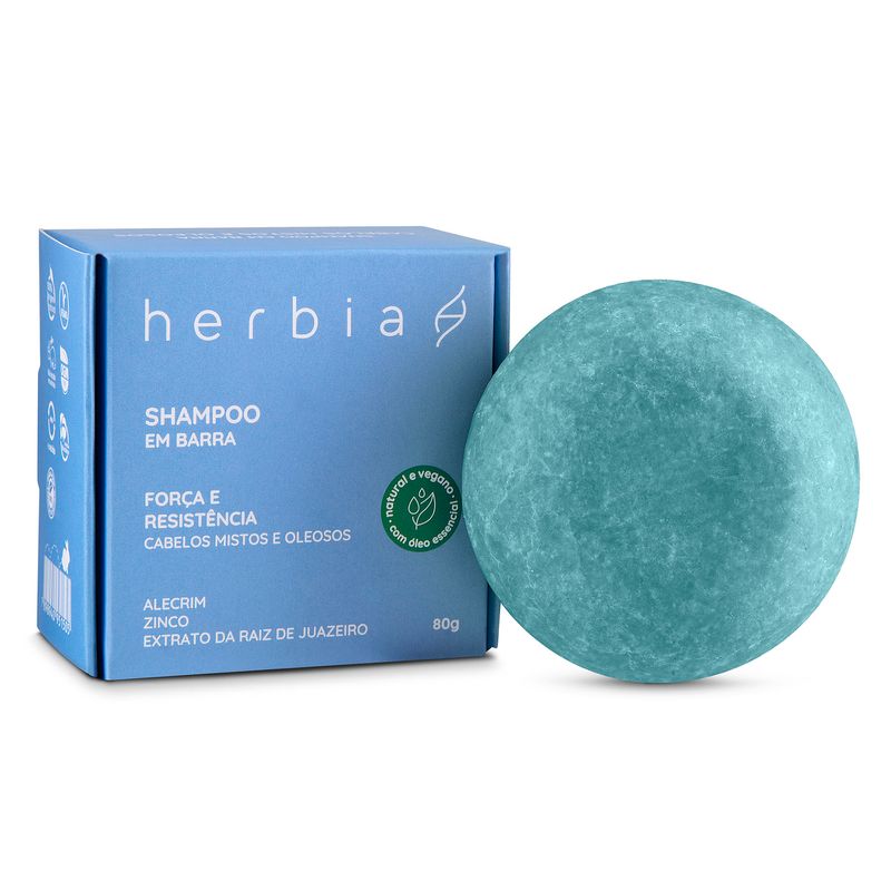 Shampoo em Barra Cabelos Mistos e Oleosos Herbia 80g