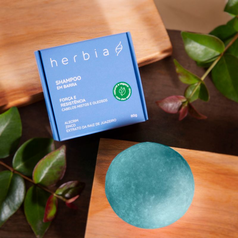 Shampoo em Barra Cabelos Mistos e Oleosos Herbia 80g