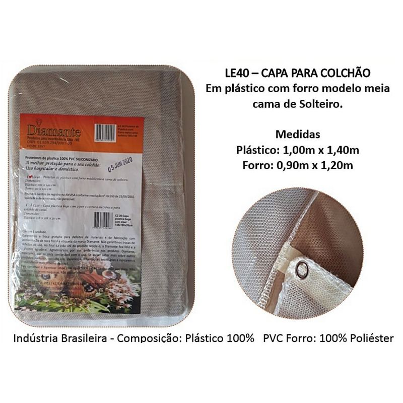 Lençol Protetor de Colchão Solteiro Diamante Elástico com forro 100x140cm - unidade