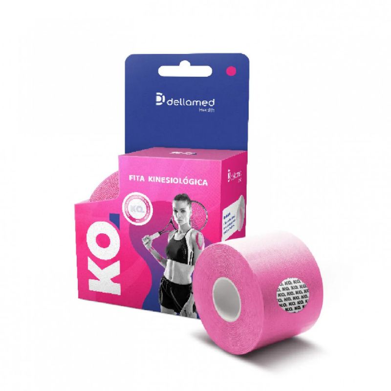 Kit Bandagem Elástica Adesiva Kinesiológica 4 unidade Dellamed Fúcsia