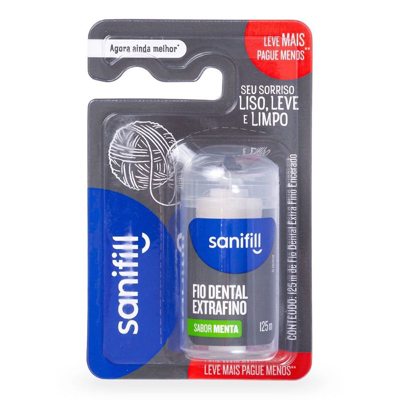 Fio Denta Encerado Sanifill Extra Fino Sabor Menta 100m - Soneda Perfumaria