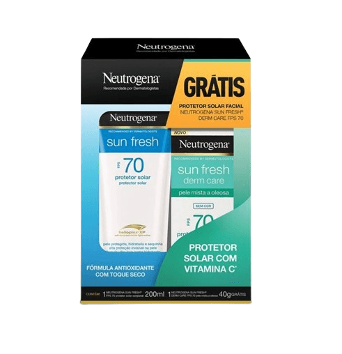 Kit Protetor Solar Fps 70 Neutrogena Sun Fresh 200ml Grátis Protetor Solar Facial Fps 70 40g