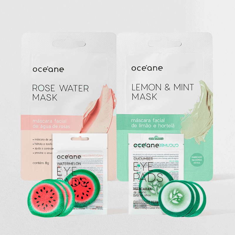 Kit Relaxamento à Dois - 2 Máscaras Faciais+ 2 Máscaras P/ Olhos
