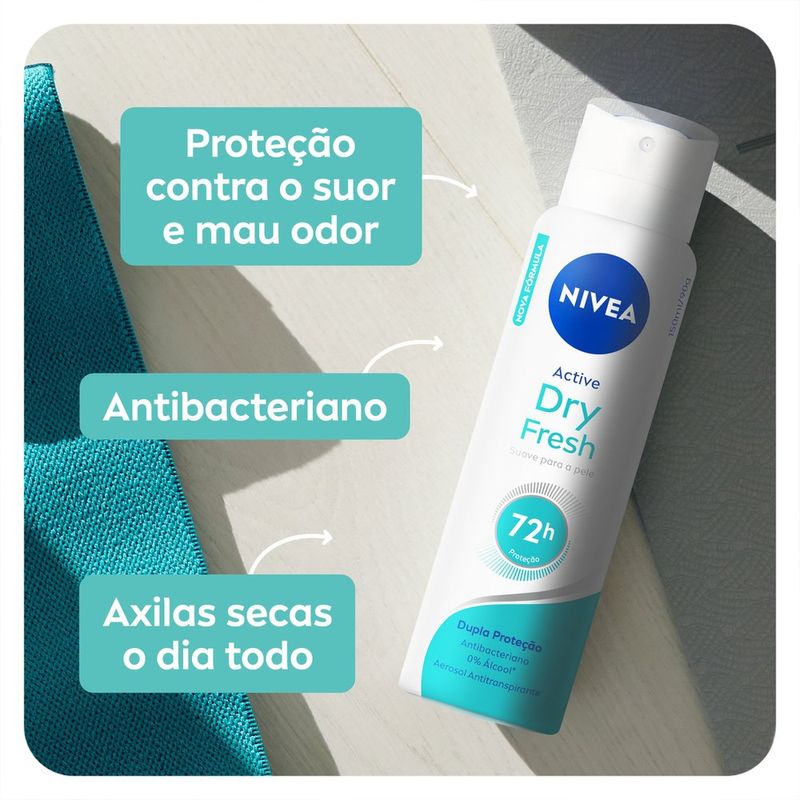 Desodorante Nivea Active Dry Fresh Feminino Aerosol 48h 150ml - Pague Menos