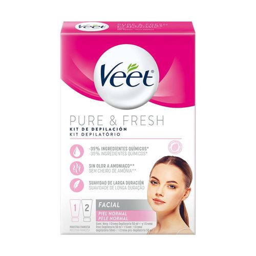 Kit Veet Creme Depilatório + Pós-Depilatório Facial Pure & Fresh Pele Normal