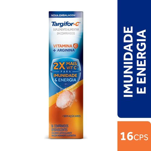 Targifor C Aspartato De Arginina 1g + Vitamina C 1g 16 Comprimidos Efervescentes