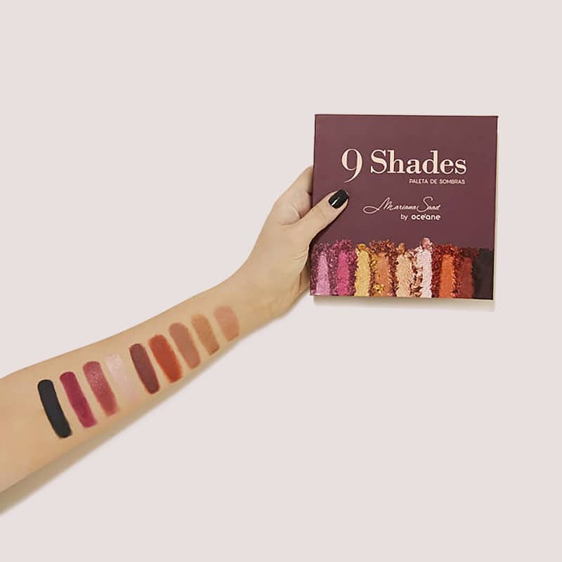 Kit Paleta de Sombras 9 Shades + Esponja de Maquiagem Flat Drop Océane Edition (2 Produtos)
