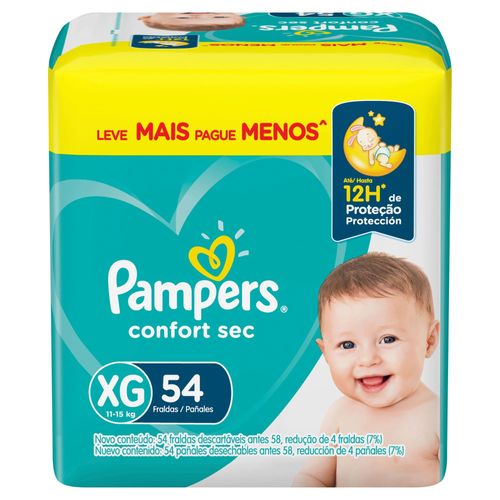 Fralda Pampers Confort Sec Xg Com 54 Unidades