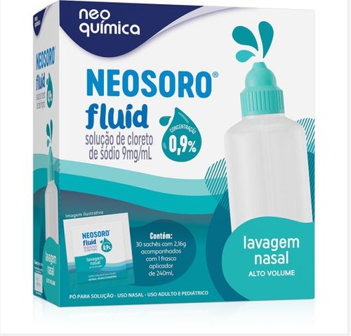 Neosoro Fluid Alto Volume 30 Sachês De 2,16g Cada Pó Para Solução + Lavador Nasal