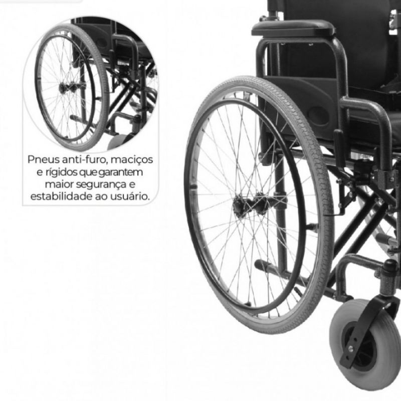 Cadeira de Rodas em Aço Dobrável D400 com Apoio de Cabeça Dellamed - T40