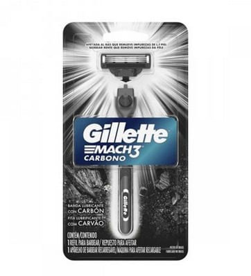 Aparelho Recarregável Para Barbear Gillette Mach3 Carbono Com 1 Unidade