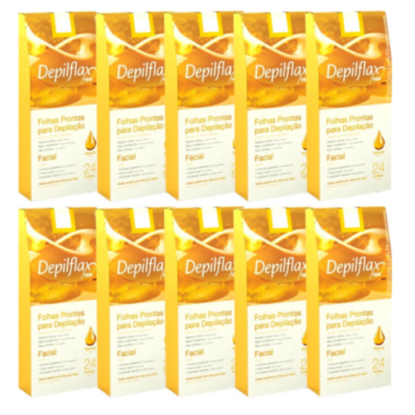 Kit C/ 12 Caixas De Folhas Para Depilação Facial Natural Depilflax C/24 Unid Cada