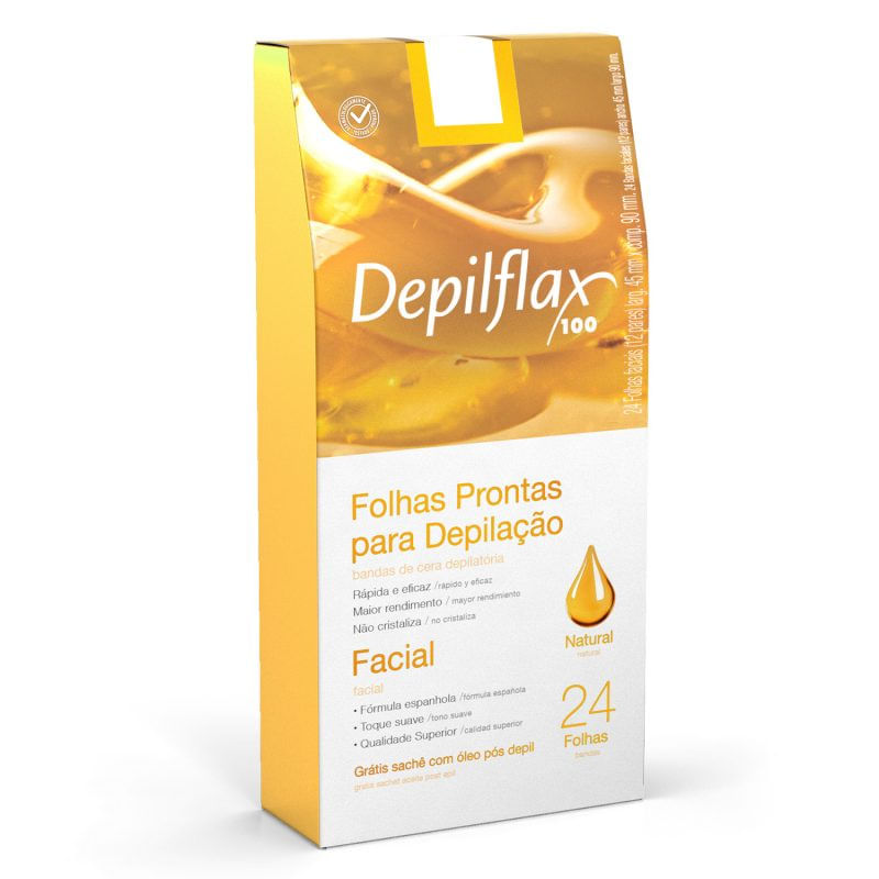 Folhas para Depilação Facial Natural Depilflax C/24 Unid
