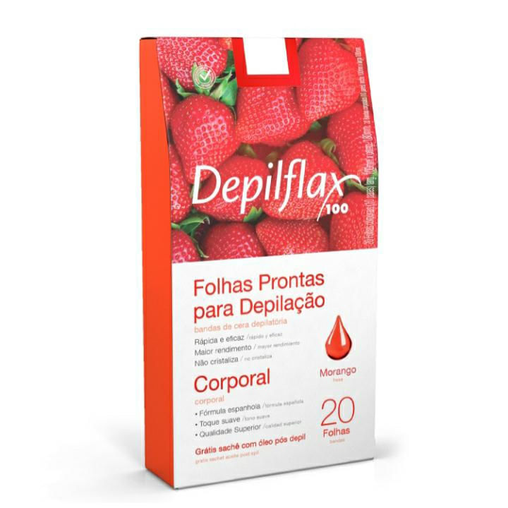 Depilflax Folhas Corporais Morango C/20 Unidades