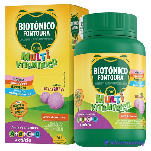 Biotônico Fontoura Multivitamínico Sabor Tutti-Frutti Com 60 Comprimidos