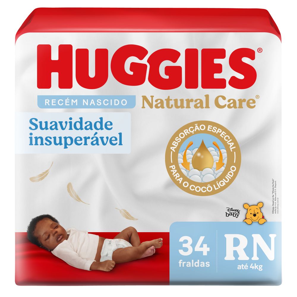 Foto da Fralda Premium Huggies Natural Care RN 34 Un