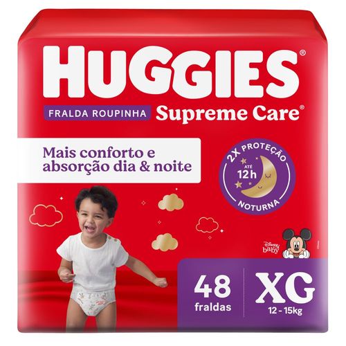 Fralda  Huggies Supreme Care Hiper Roupinha Tamanho  Xg Com 48 Unidades