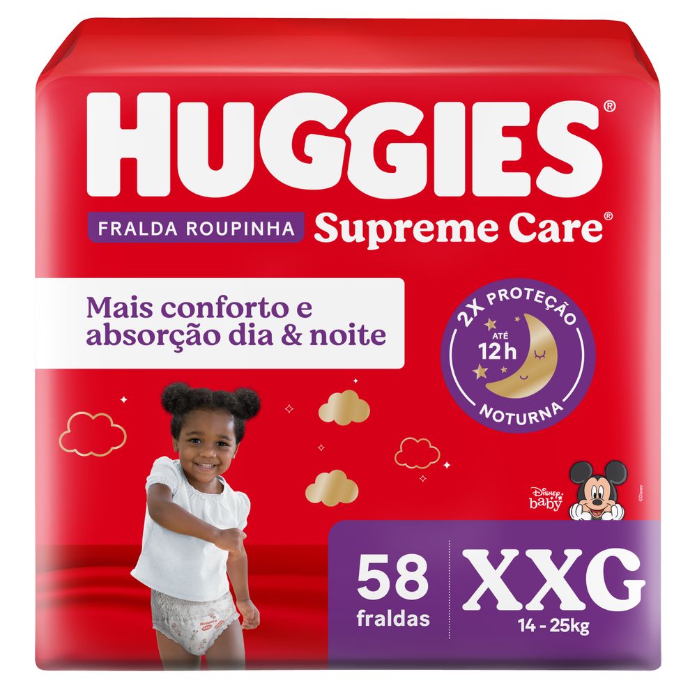 Foto da Fralda Huggies Supreme Care Roupinha Xxg Pacote Com 58 Unidades Embalagem Econômica