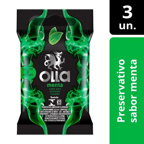 Preservativo Camisinha Olla Sabor Menta - 3 Unidades