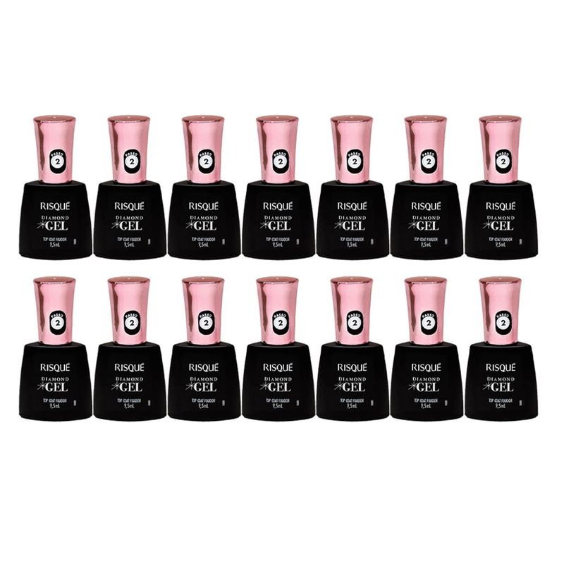Kit Risqué Top Coat Fixador Diamond Gel - 14 unidades