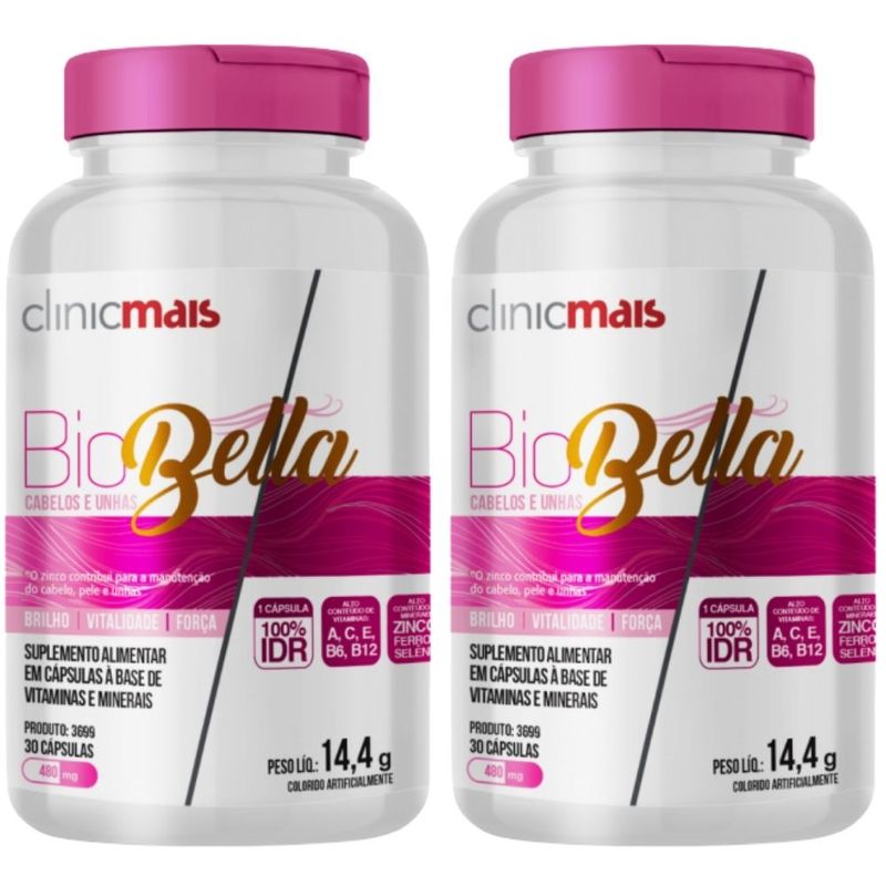 KIT 2X Biobella Cabelo e Unhas 30 cápsulas - Clinicmais
