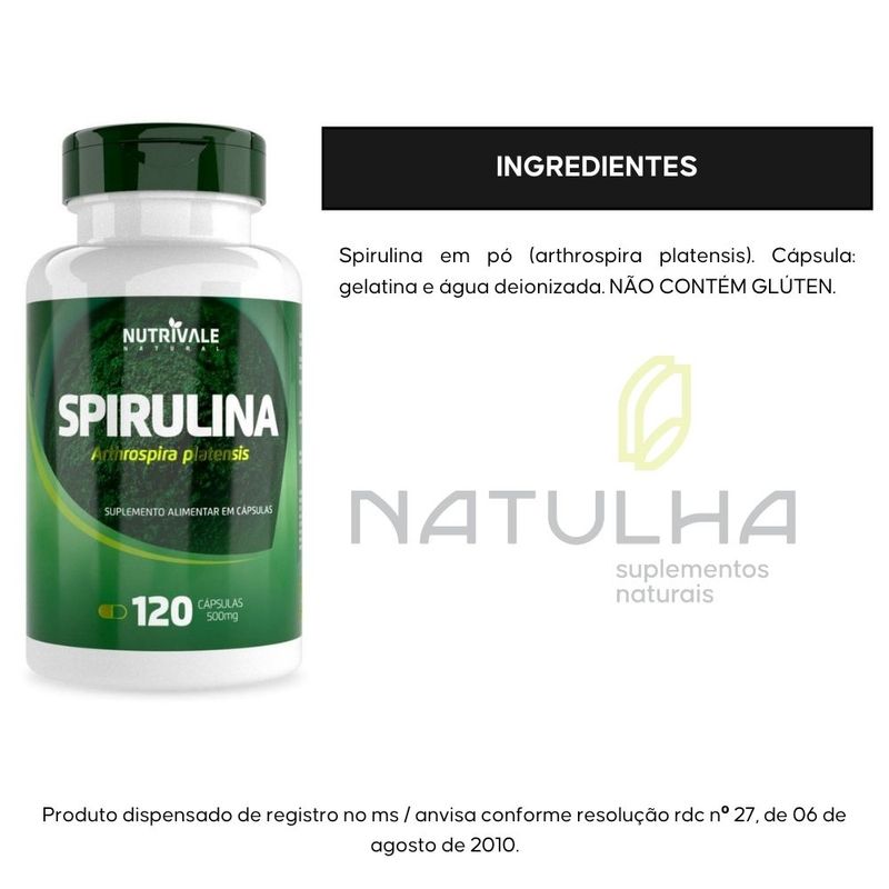 Spirulina Espirulina 500mg 120 cápsulas - Nutrivale