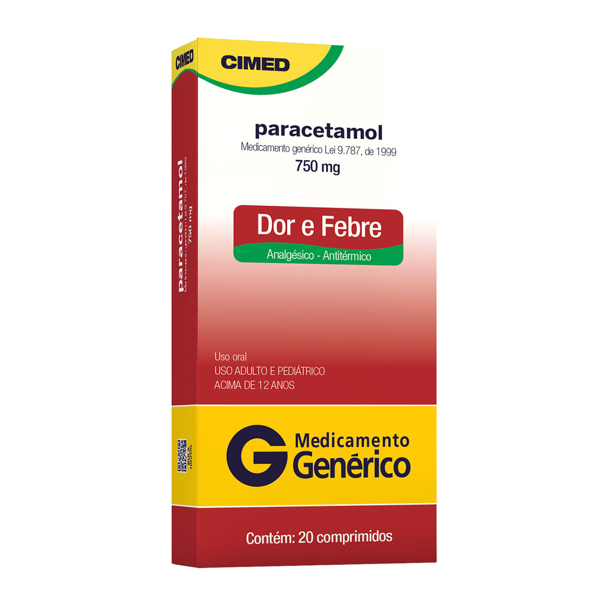 Paracetamol 750mg Com 20 Comprimidos Genérico Cimed Pague Menos