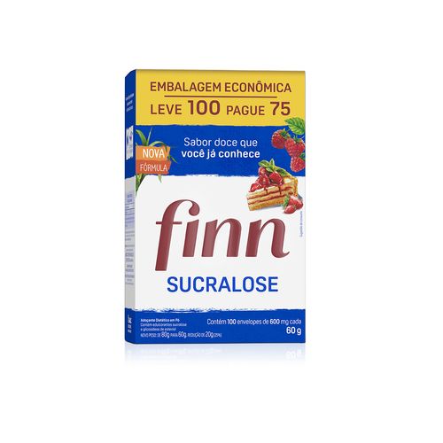 Adoçante  Finn sucralose embalagem econômica leve 100 Pague 75 com 600mg cada Sachê