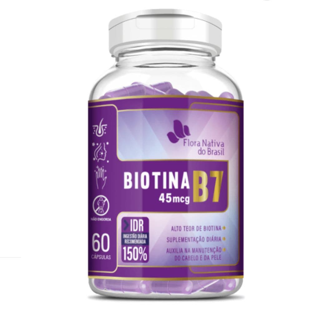 Biotina (Vitamina B7) 45 mcg 60 cápsulas - Flora Nativa - Pague Menos