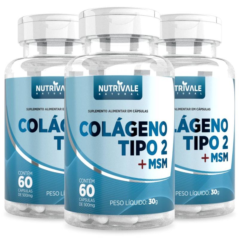 KIT 3X Colágeno Tipo 2 + MSM 60 cápsulas - Nutrivale
