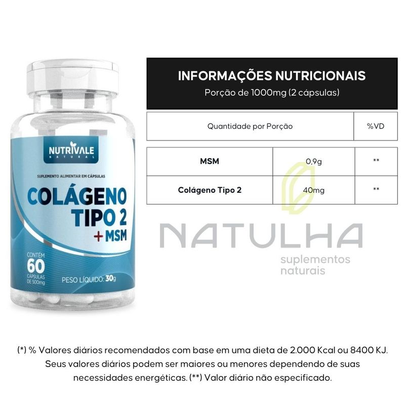 KIT 3X Colágeno Tipo 2 + MSM 60 cápsulas - Nutrivale