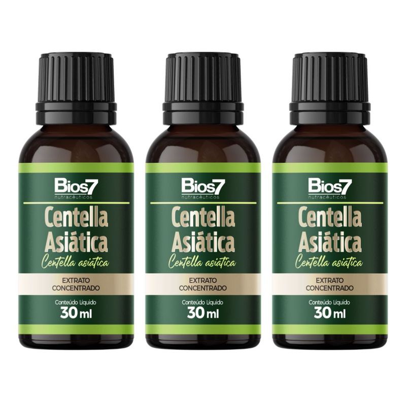 KIT 3X Centella Asiática em gotas Extrato Concentrado 30ml - Bios7