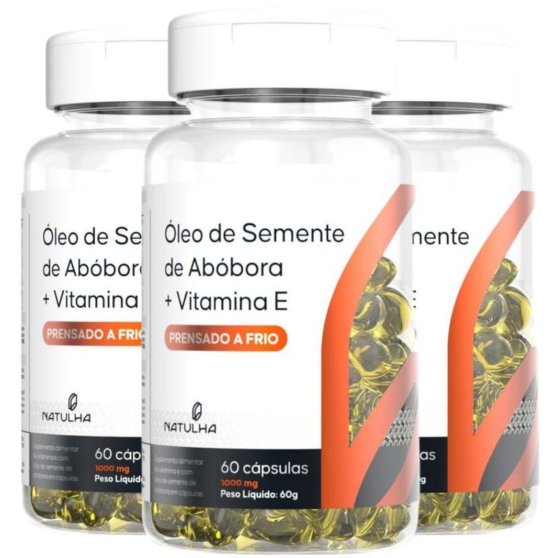 KIT 3x Óleo de Semente de Abóbora 1000mg 60 cápsulas - Natulha