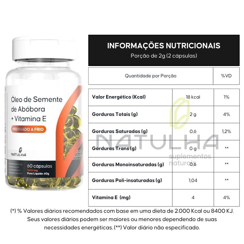 KIT 3x Óleo de Semente de Abóbora 1000mg 60 cápsulas - Natulha
