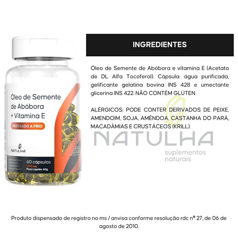 KIT 3x Óleo de Semente de Abóbora 1000mg 60 cápsulas - Natulha