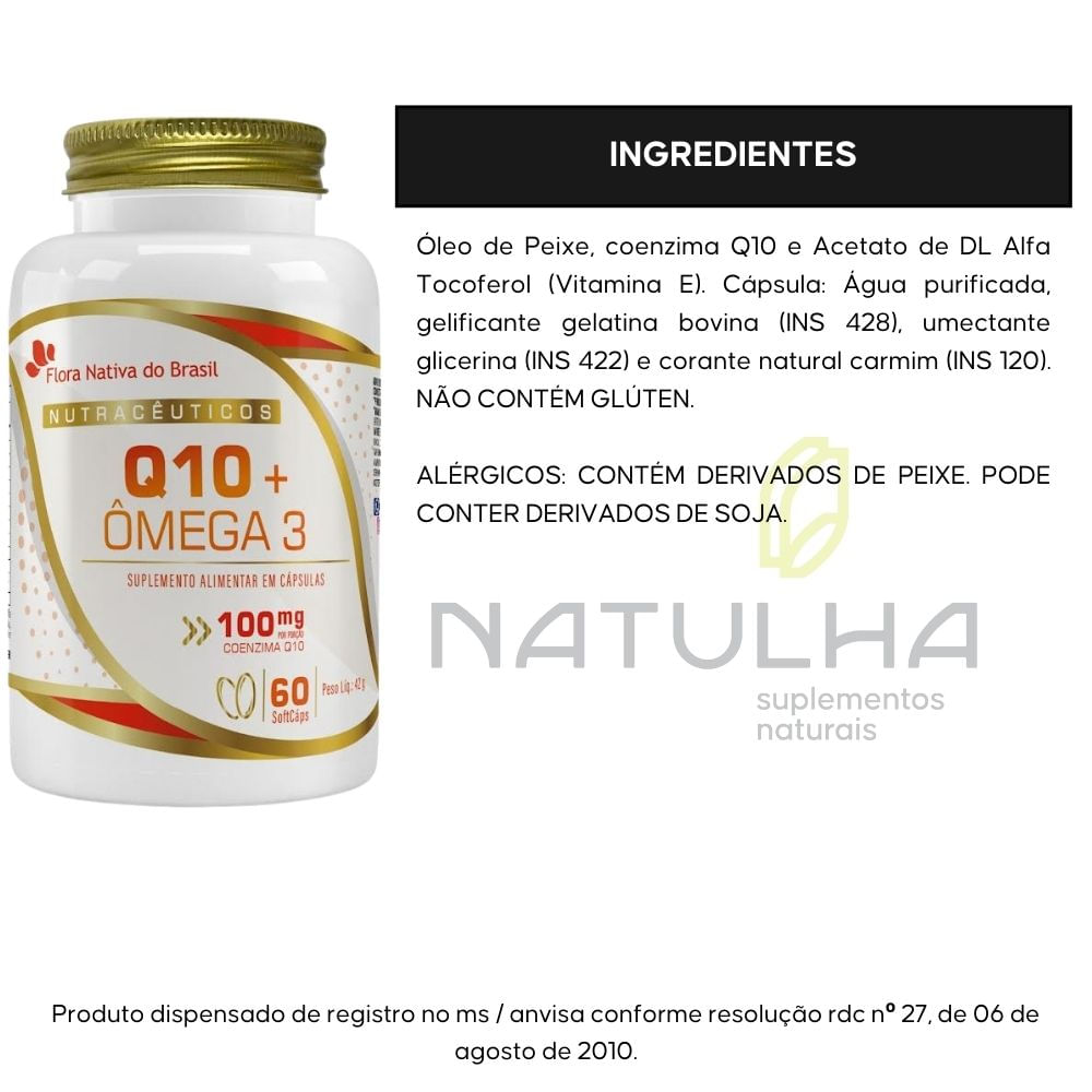 KIT 2X Coenzima Q10 100mg com Ômega 3 60 cápsulas - Flora Nativa