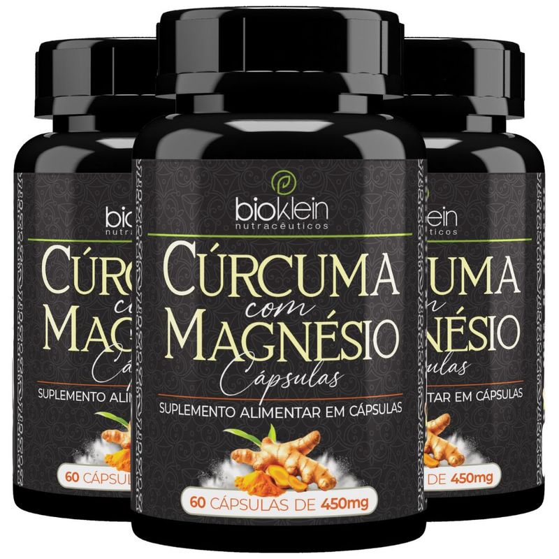 KIT 3X Cúrcuma com Magnésio 60 cápsulas - Bioklein