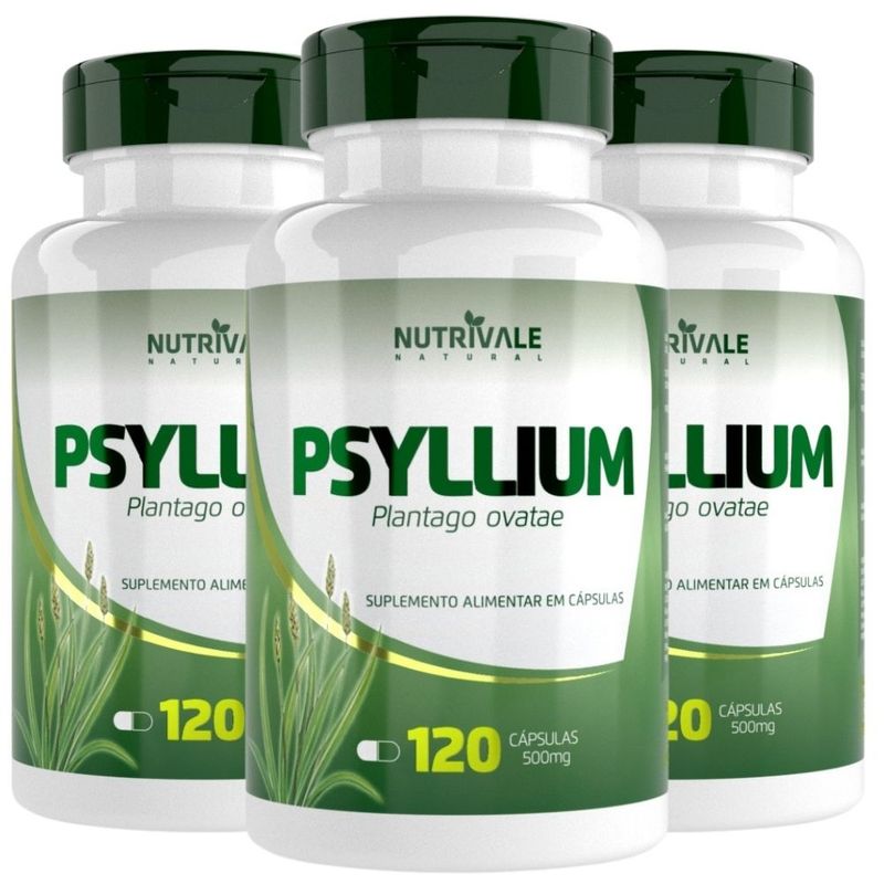 KIT 3X Psyllium  500mg 120 cápsulas - Nutrivale