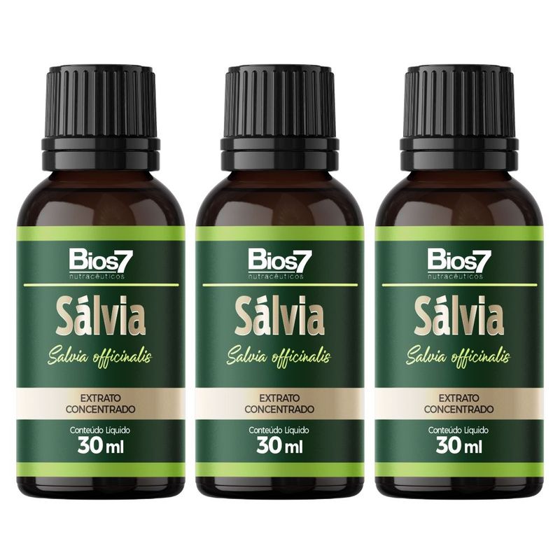 KIT 3X Sálvia em gotas extrato concentrado 30ml - Bios7