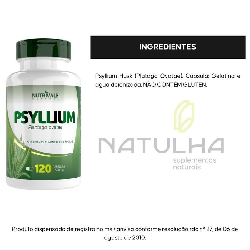 KIT 2X Psyllium  500mg 120 cápsulas - Nutrivale