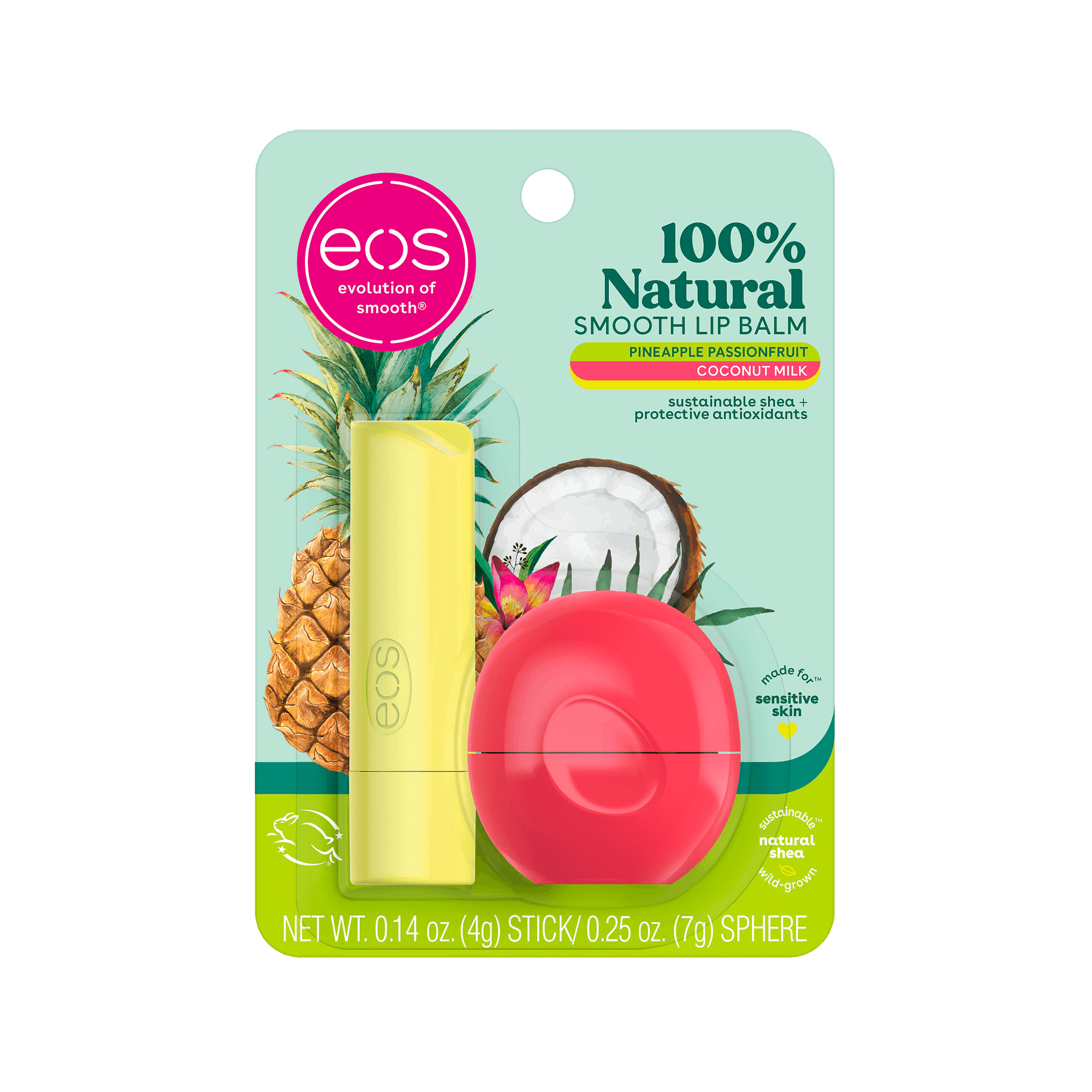 Kit EOS Lip Balm - Stick Pineapple Passionfruit 4g + Sphere Coconut ...