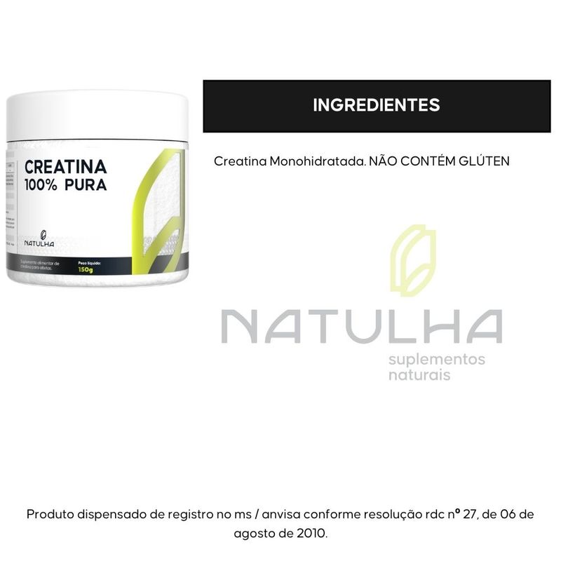 KIT 3X Creatina 100% Pura 150g - Natulha