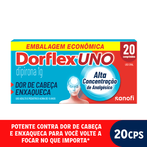 Dorflex Uno Dipirona monoidratada 1g com 20 Comprimidos