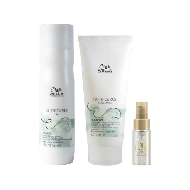 Kit Wella Professionals Nutricurls - Shampoo 250 ml + Condicionador 200 ml + Óleo Light 30 ml