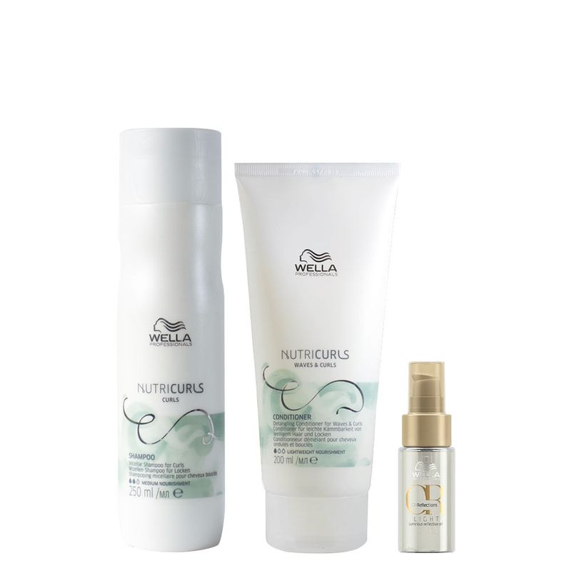 Kit Wella Professionals Nutricurls - Shampoo 250 ml + Condicionador 200 ml + Óleo Light 30 ml