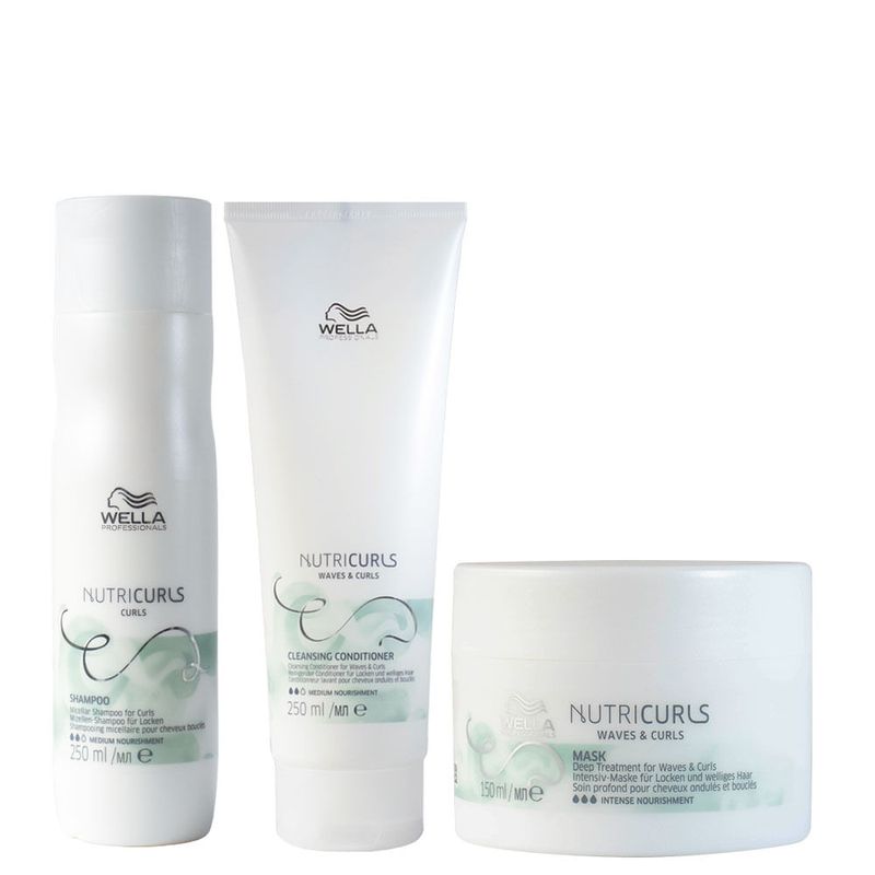 Kit Wella Professionals Nutricurls - Shampoo 250 ml + Condicionador Co- Wash 250 ml + Máscara 150 ml