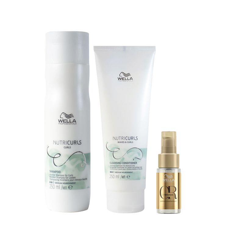 Kit Wella Professionals Nutricurls - Shampoo 250 ml + Condicionador Co- Wash 250 ml + Óleo 30 ml