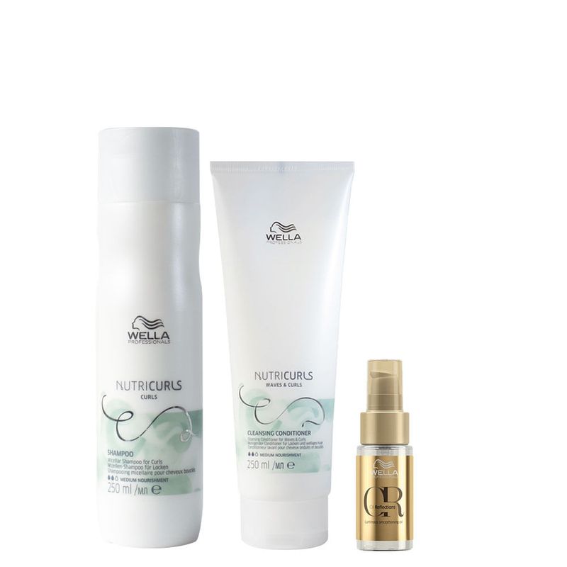 Kit Wella Professionals Nutricurls - Shampoo 250 ml + Condicionador Co- Wash 250 ml + Óleo 30 ml